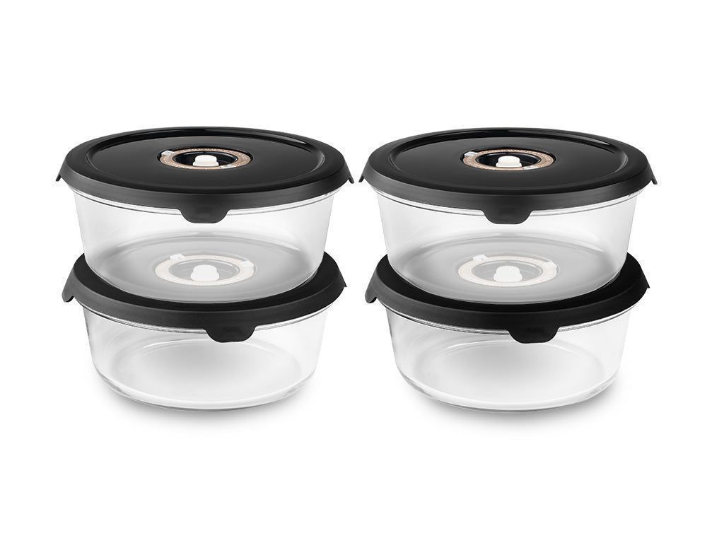 RUNDE VAKUUMGLASBEHÄLTER – 1400ML SET - 4 STÜCK - 1