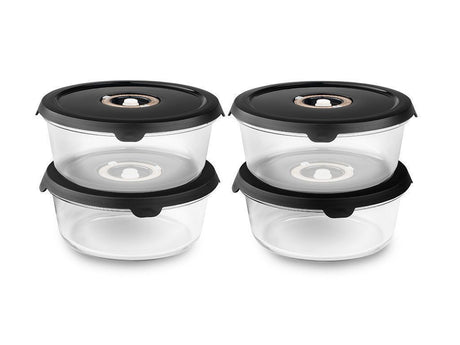 RUNDE VAKUUMGLASBEHÄLTER – 1400ML SET - 4 STÜCK - 1
